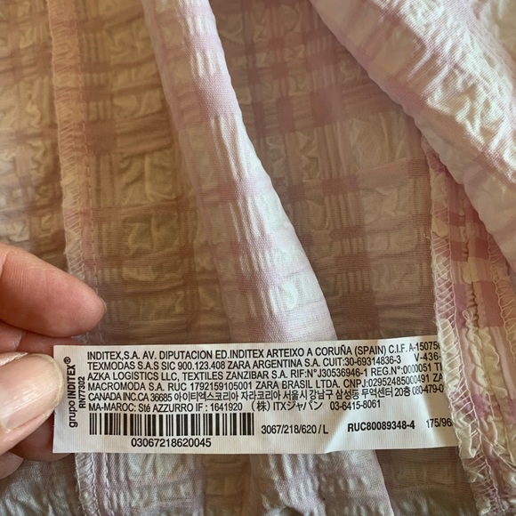 Zara Pastel Plaid Peasant Maxi Dress Square Neck Purple Women’s L Lace up NWT - Picture 11 of 11